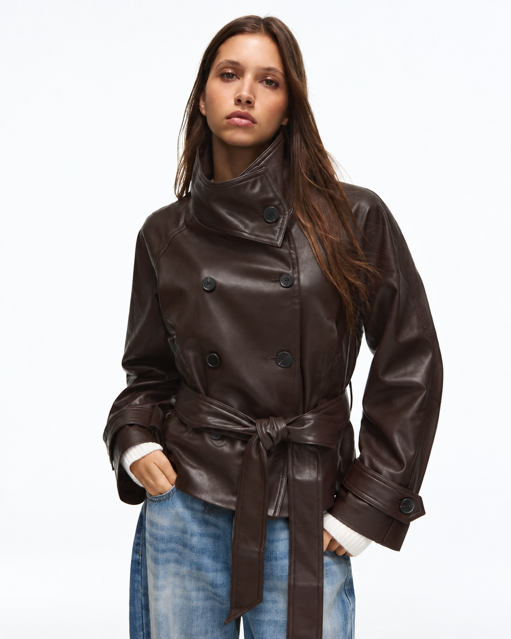 Leather jacket-brown A