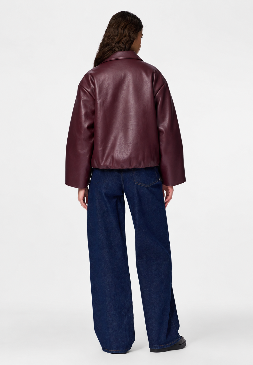 Wine red leather jacket C