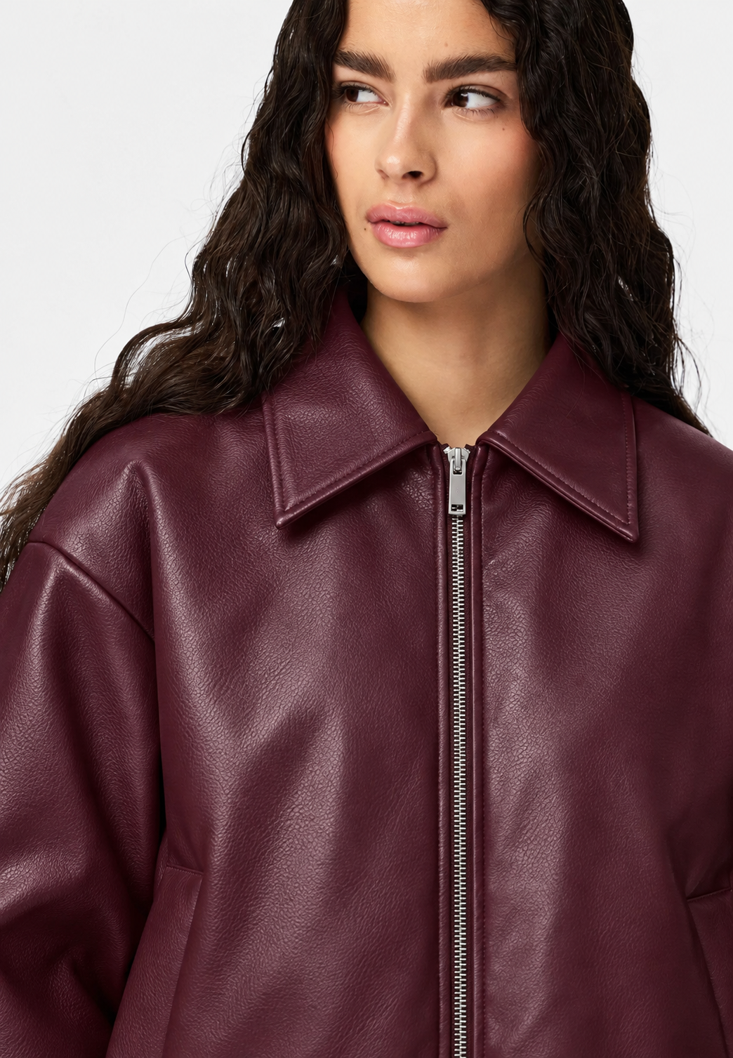 Wine red leather jacket B