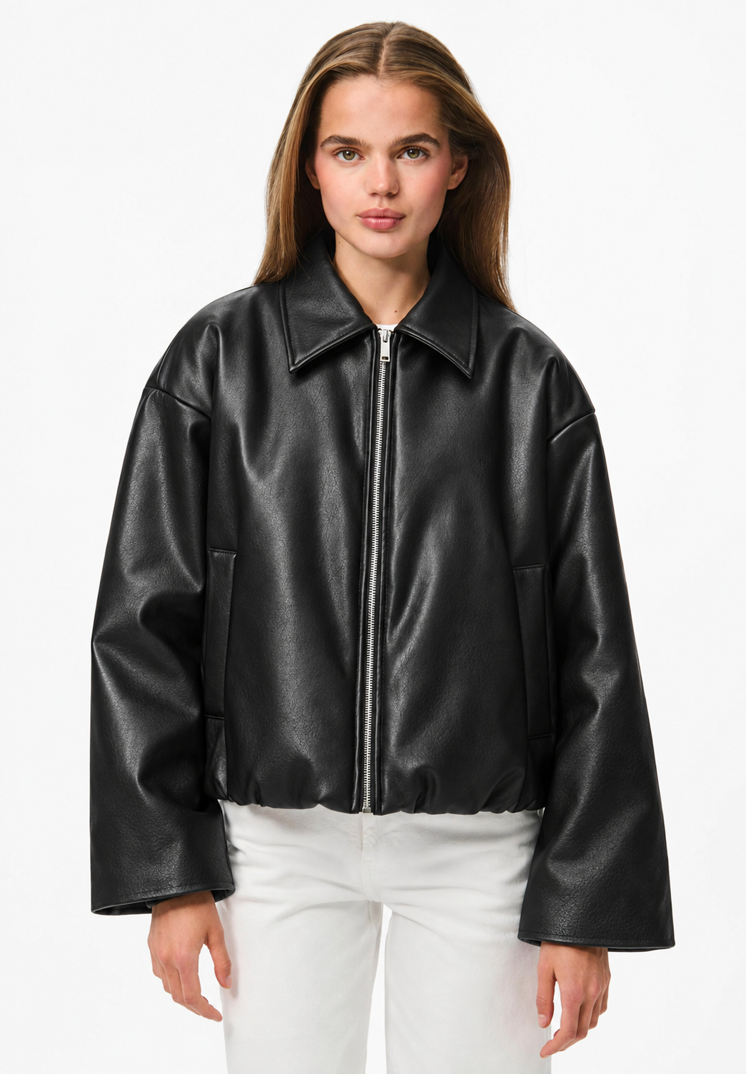 Black leather jacket B