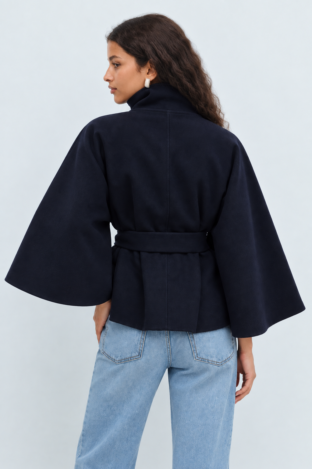 Navy blue long coat C