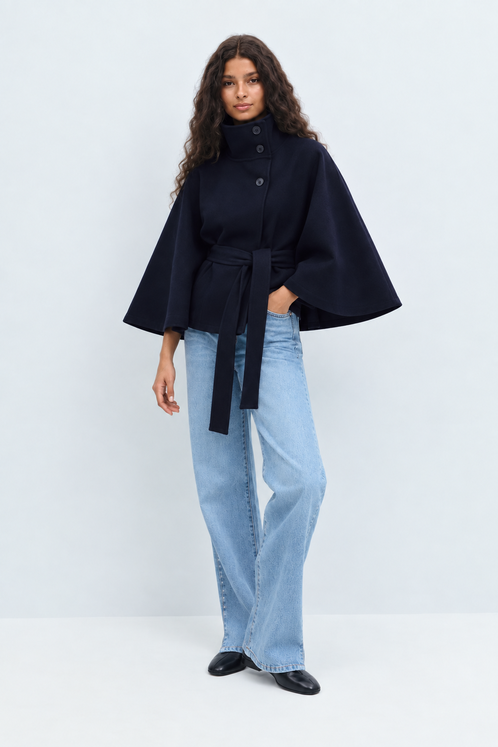 Navy blue long coat B